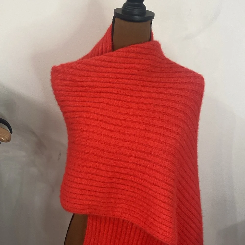 Mersea Chalet plush ribbed knit long scarf in Aperol